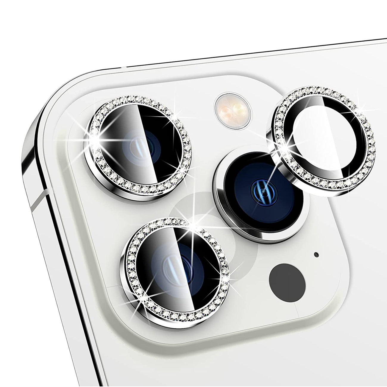 Diamond Camera Lens Protector for iPhone 14 Pro / iPhone 14 Pro Max In Silver