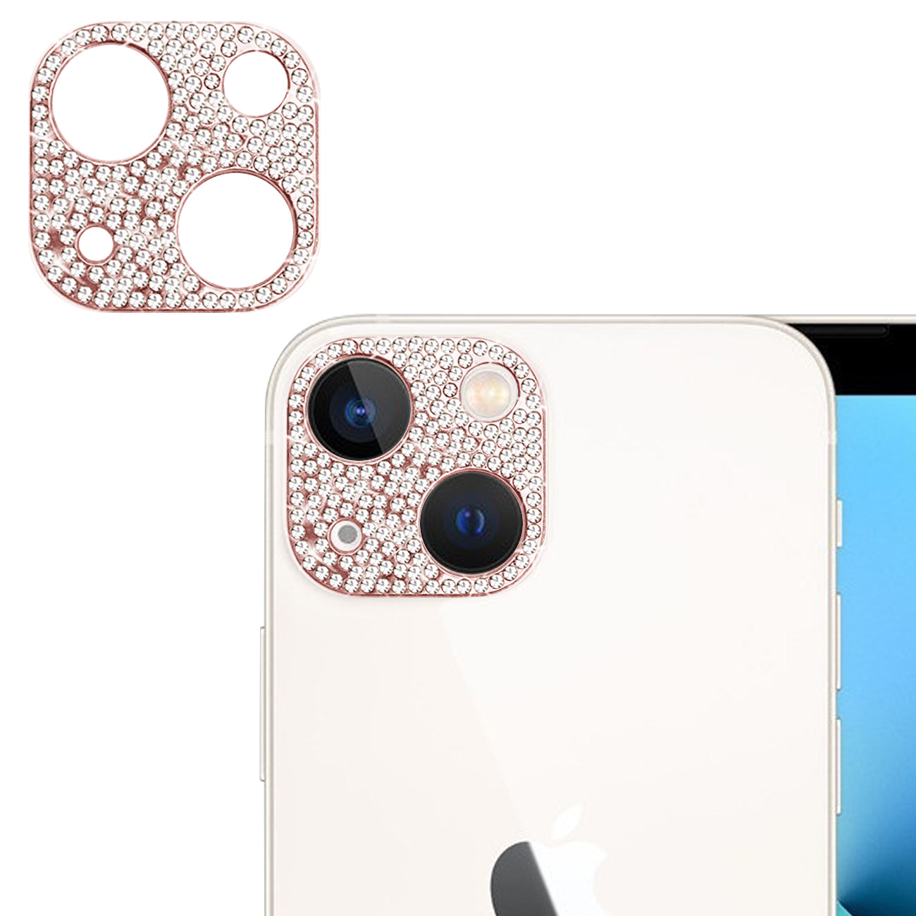Camera Lens Protector Glitter Diamond iPhone 13/ 13 Mini Rose Gold Color