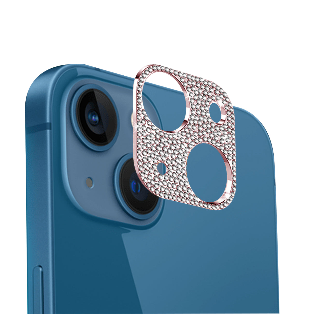 Camera Lens Protector Glitter Diamond iPhone 13/ 13 Mini Rose Gold Color