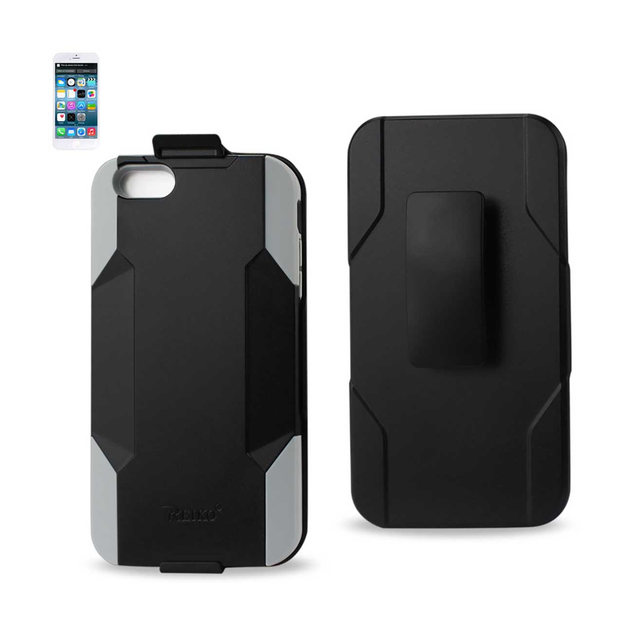 Case Holster Combo Hybrid Heavy Duty 3-In-1 iPhone 6 Plus Gray Black Color