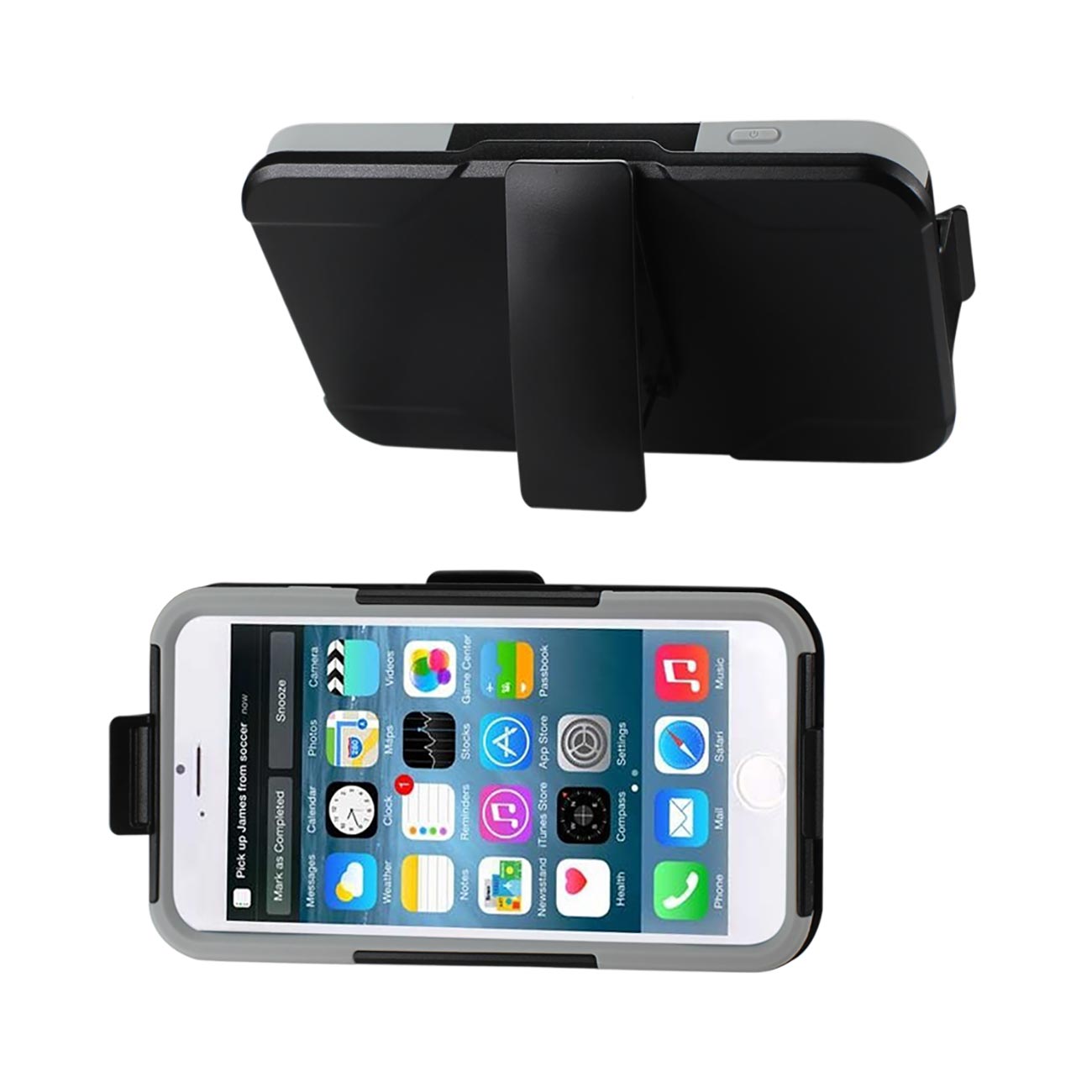 Case Holster Combo Hybrid Heavy Duty 3-In-1 iPhone 6 Plus Gray Black Color