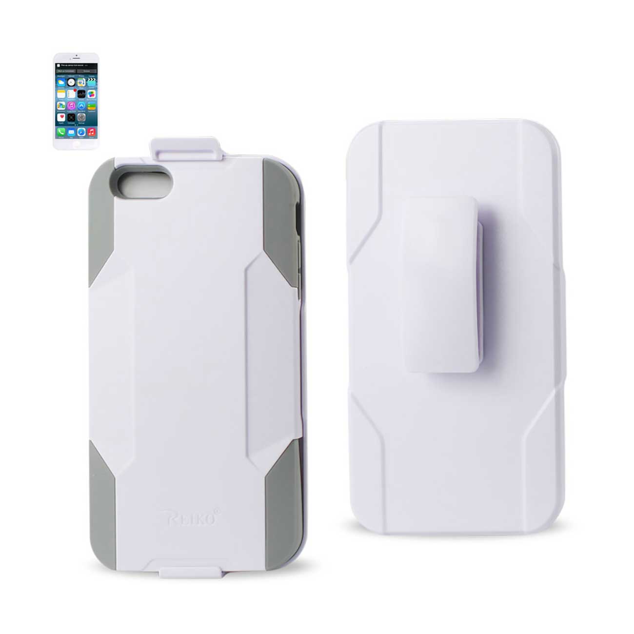 Case Holster Combo Hybrid Heavy Duty 3-In-1 iPhone 6 Plus Gray White Color