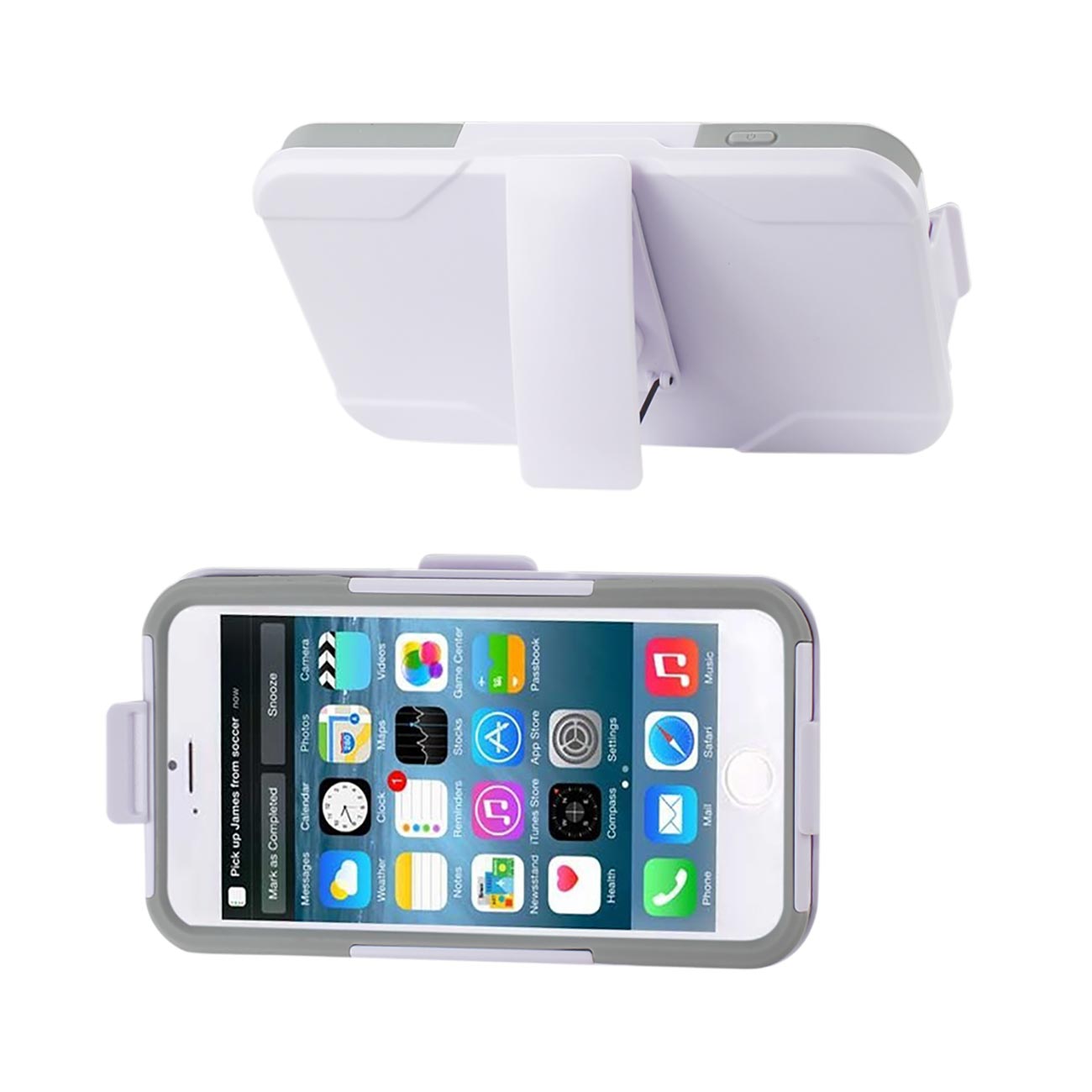 Case Holster Combo Hybrid Heavy Duty 3-In-1 iPhone 6 Plus Gray White Color