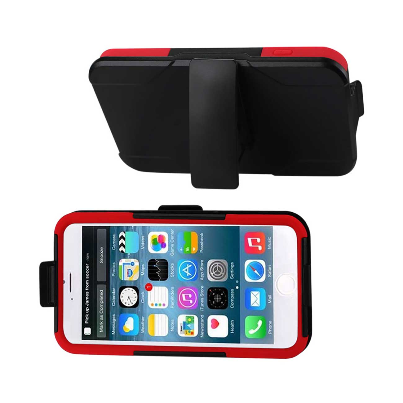 Case Holster Combo Hybrid Heavy Duty 3-In-1 iPhone 6 Plus Red Black Color