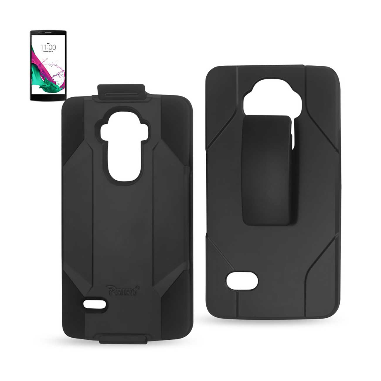 LG G4 3-In-1 Hybrid Heavy Duty Holster Combo Case In Black