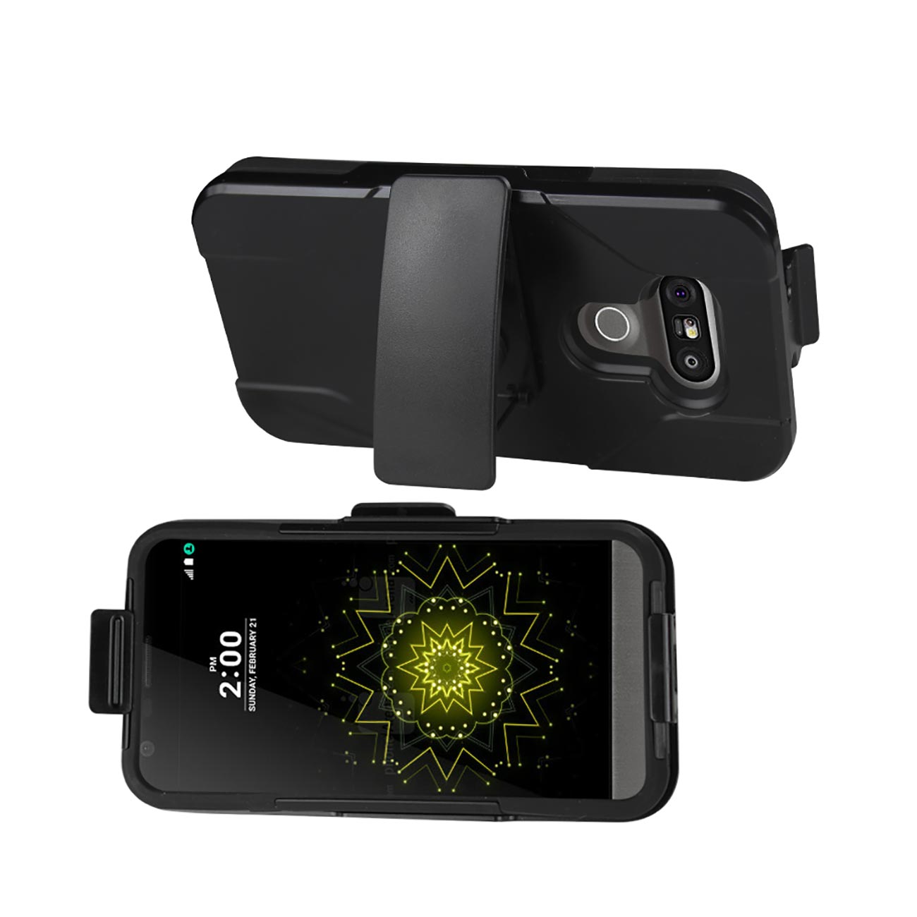 LG G5 3-In-1 Hybrid Heavy Duty Holster Combo Case In Black