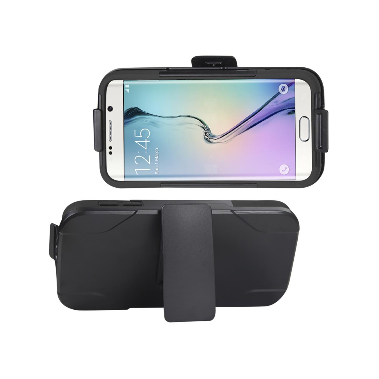 Samsung Galaxy S6 Edge 3-In-1 Hybrid Heavy Duty Holster Combo Case In Black