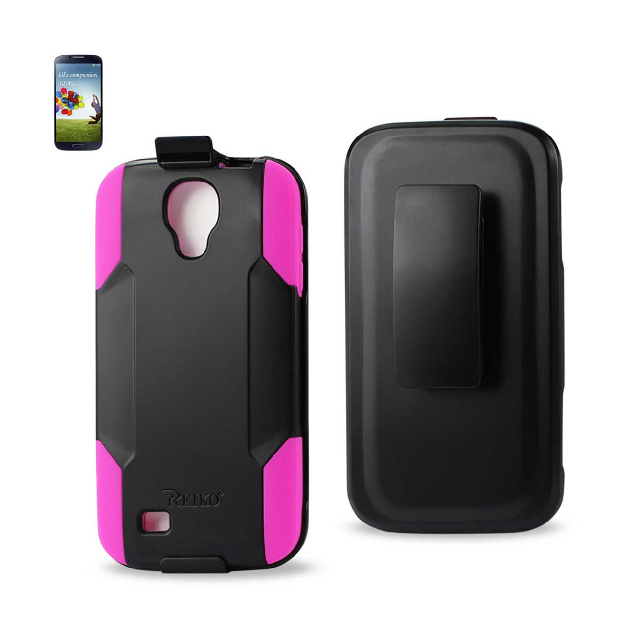 Samsung Galaxy S4 3-In-1 Hybrid Heavy Duty Holster Combo Case In Hot Pink Black