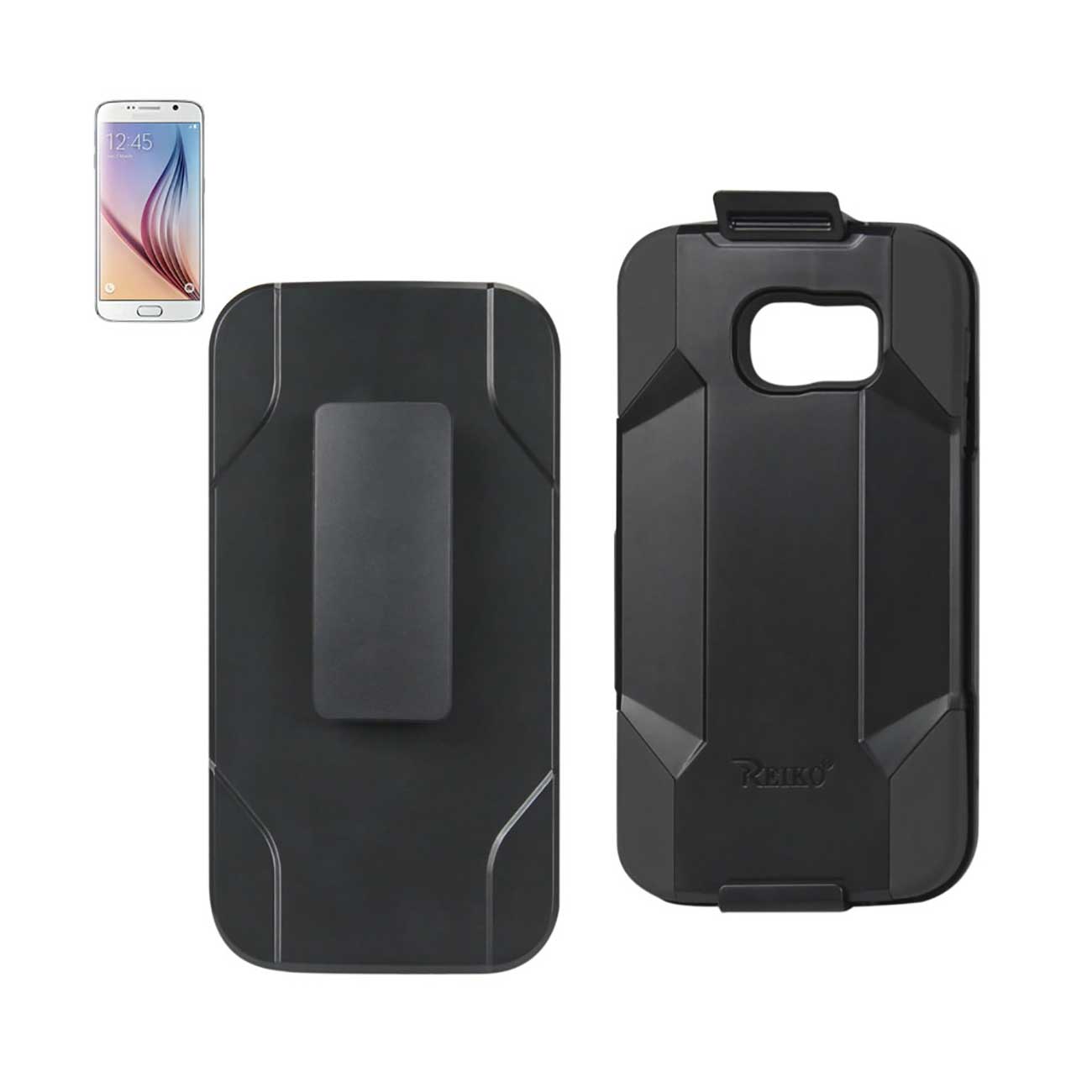Samsung Galaxy S6 3-In-1 Hybrid Heavy Duty Holster Combo Case In Black