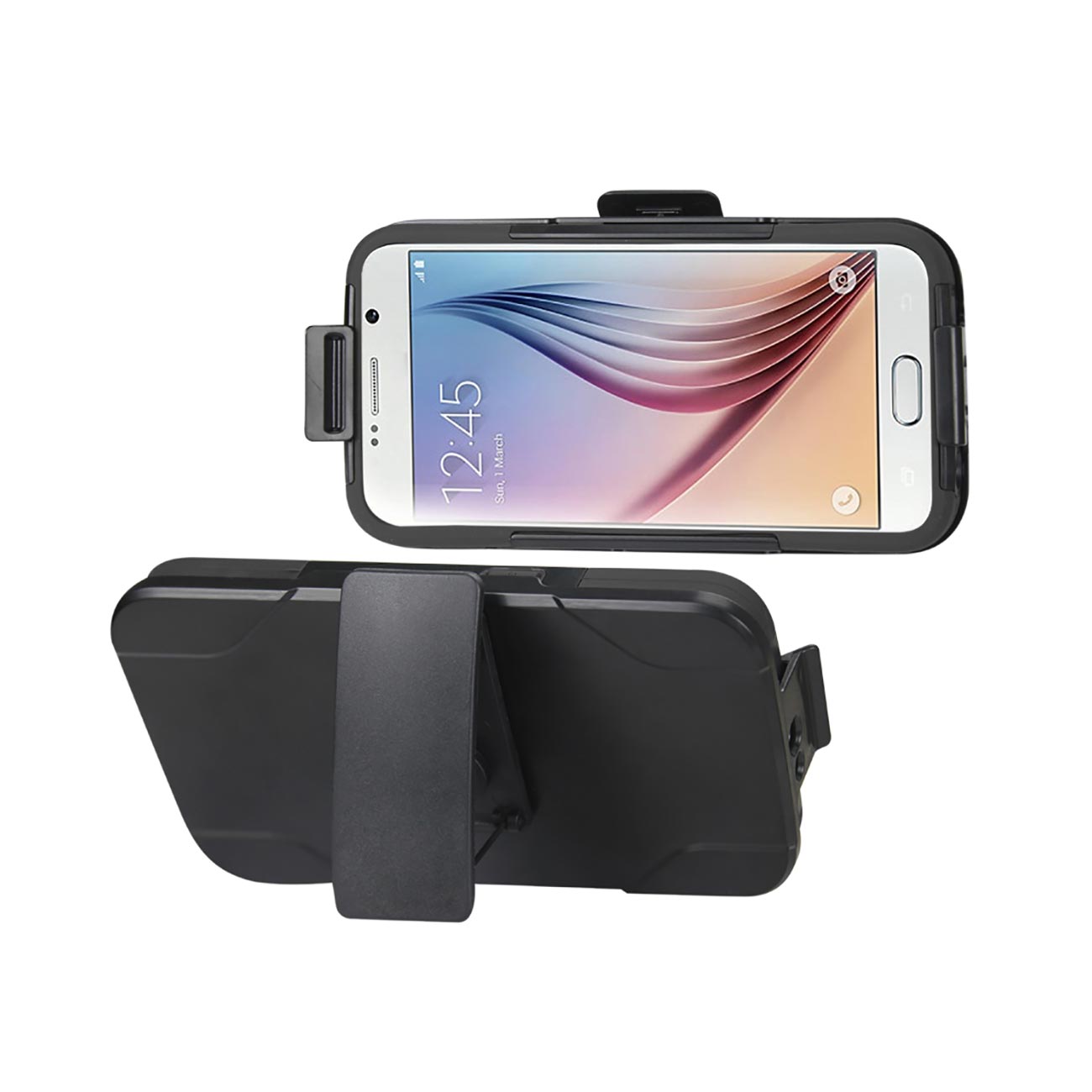 Samsung Galaxy S6 3-In-1 Hybrid Heavy Duty Holster Combo Case In Black