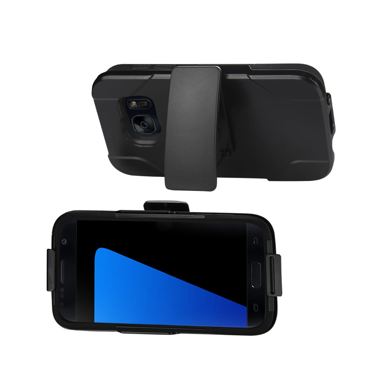 Samsung Galaxy S7 3-In-1 Hybrid Heavy Duty Holster 3 In 1 Combo Case In Black