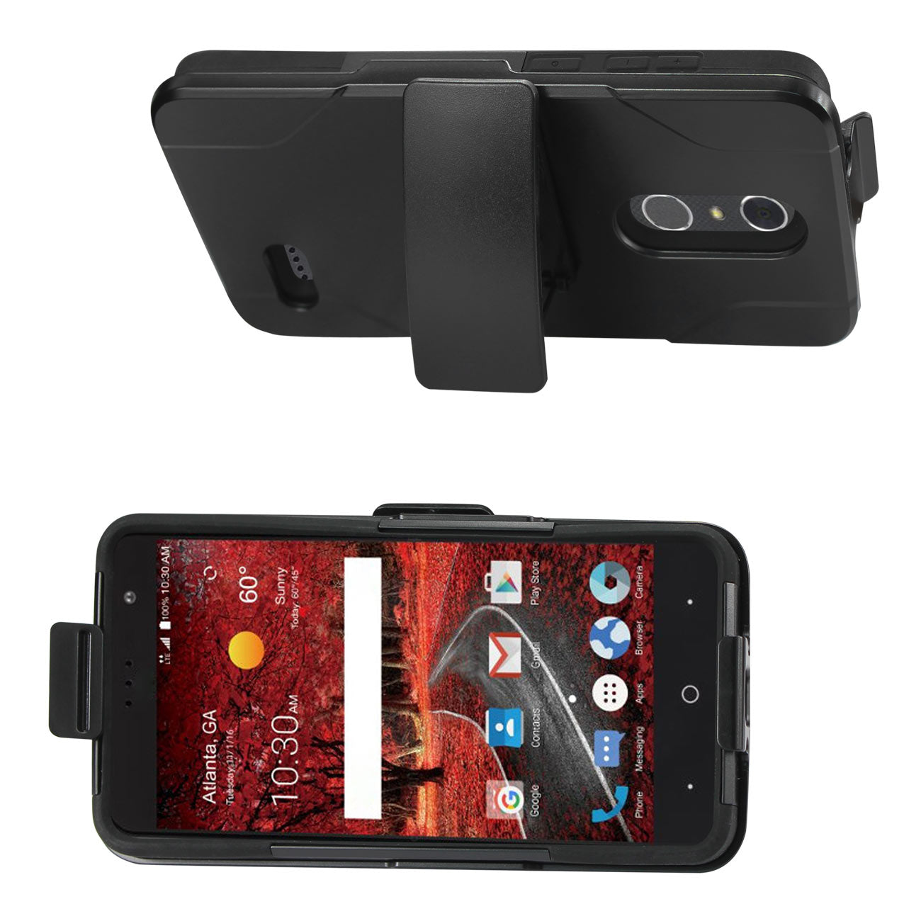 Reiko ZTE Grand X4 3-In-1 Hybrid Heavy Duty Holster Combo Case In Black
