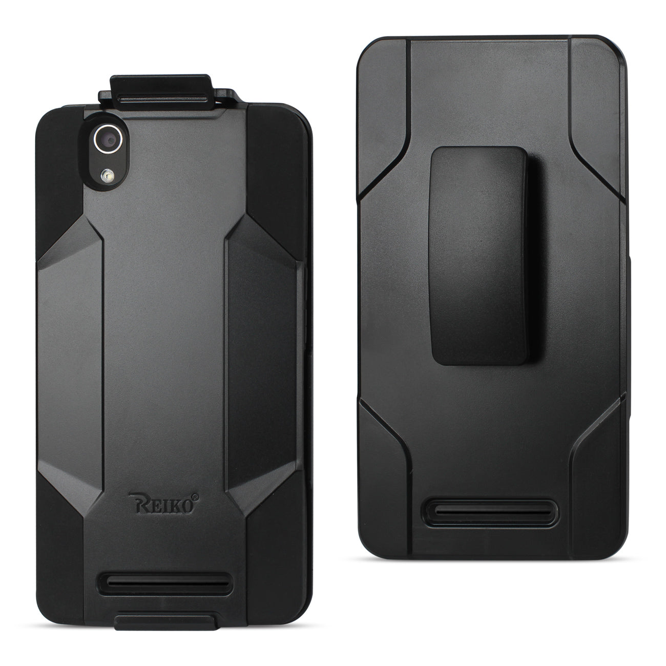 Reiko ZTE Zmax 3-In-1 Hybrid Heavy Duty Holster Combo Case In Black