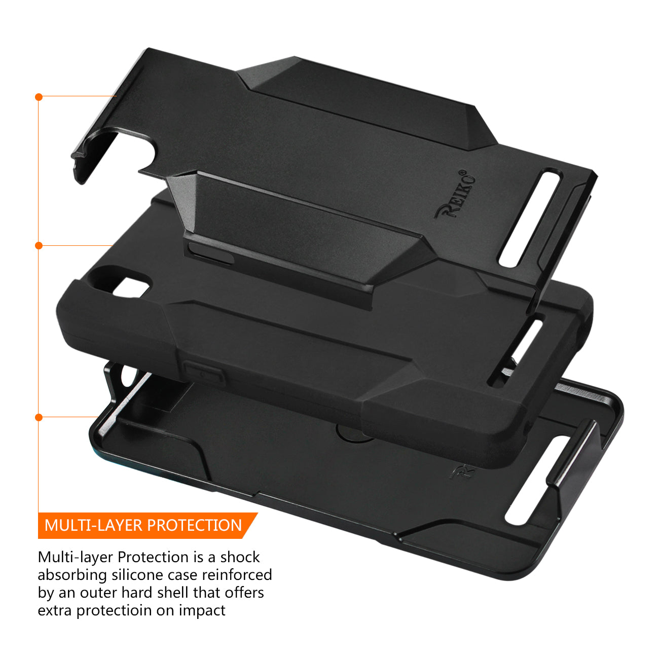 Reiko ZTE Zmax 3-In-1 Hybrid Heavy Duty Holster Combo Case In Black