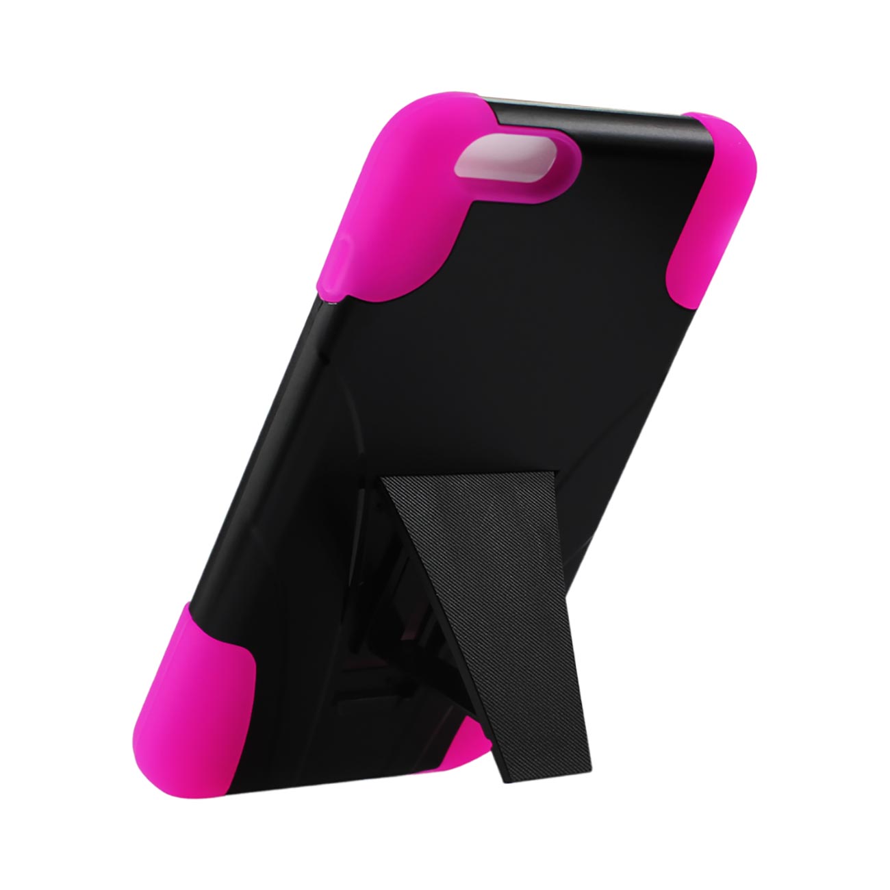 iPhone 6S/ 6 Plus Hybrid Heavy Duty Case With Kickstand In Hot Pink Black