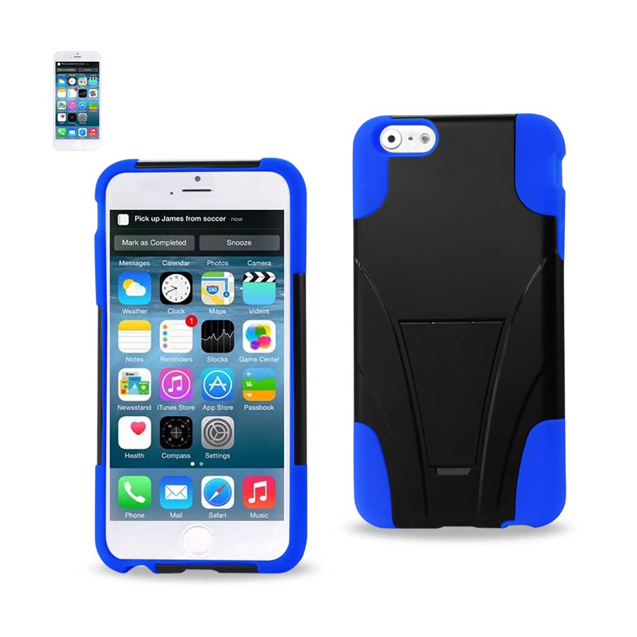 iPhone 6S/ 6 Plus Hybrid Heavy Duty Case With Kickstand In Navy Black