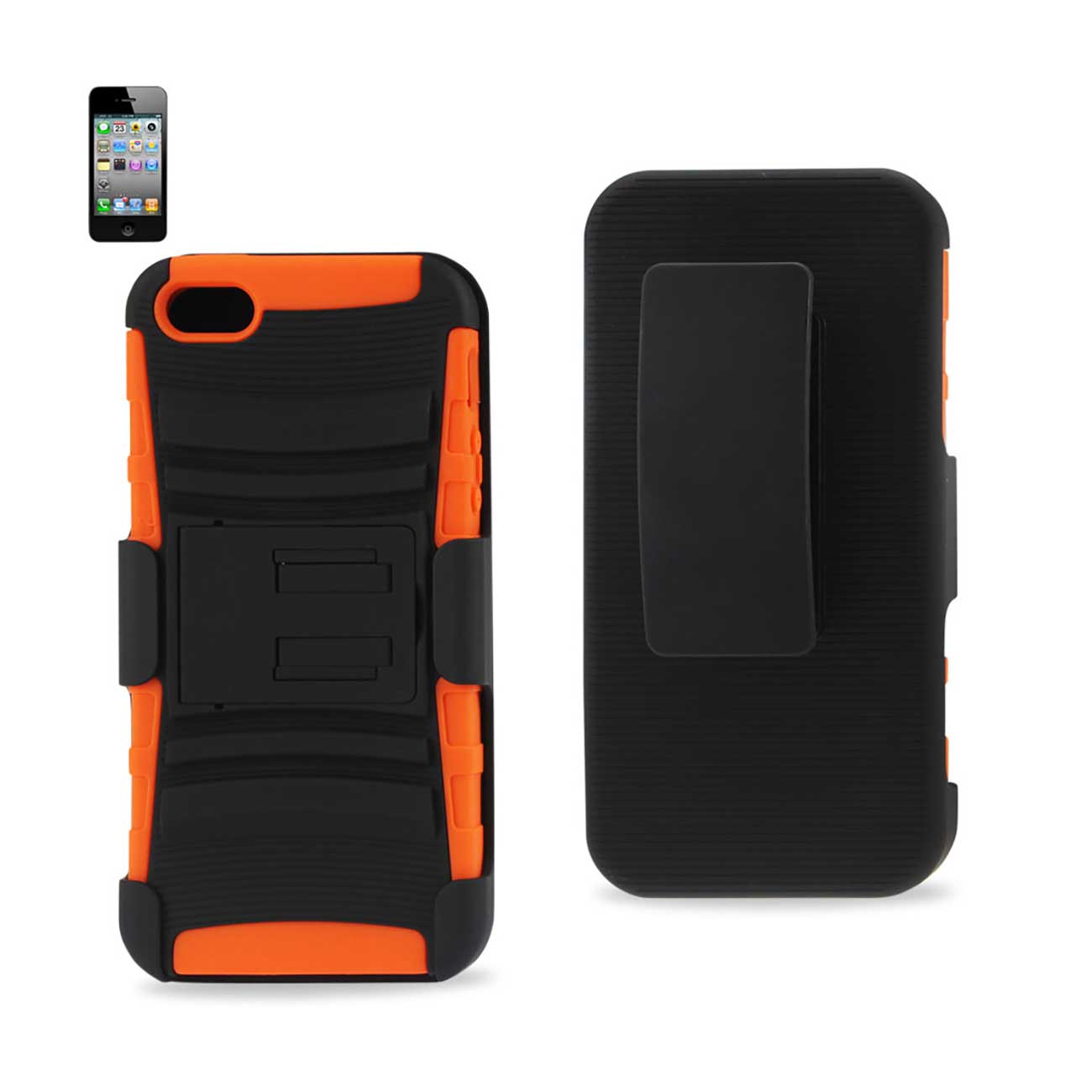 iPhone 5/5S/Se Hybrid Heavy Duty Holster Combo Case With Non Slip Grip In Black Orange