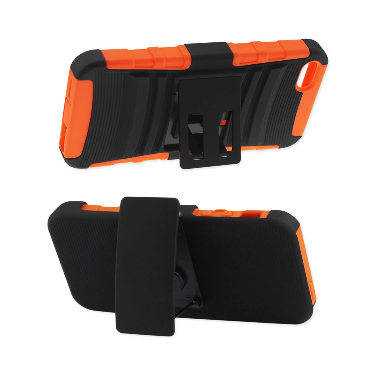 iPhone 5/5S/Se Hybrid Heavy Duty Holster Combo Case With Non Slip Grip In Black Orange