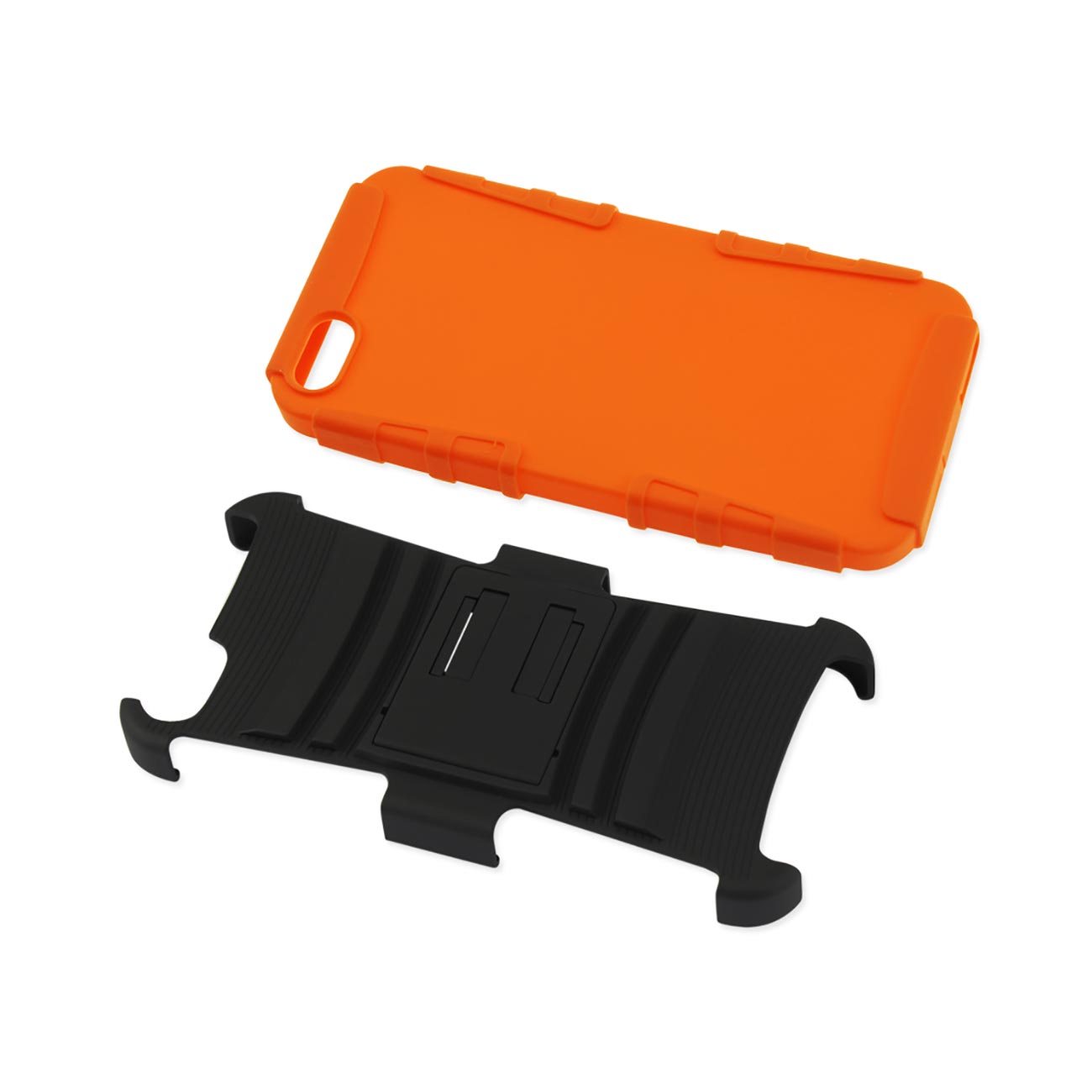 iPhone 5/5S/Se Hybrid Heavy Duty Holster Combo Case With Non Slip Grip In Black Orange