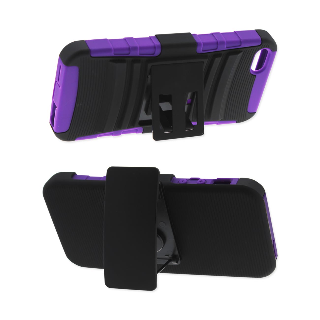 iPhone 5/5S/Se Hybrid Heavy Duty Holster Combo Case With Non Slip Grip In Black Purple