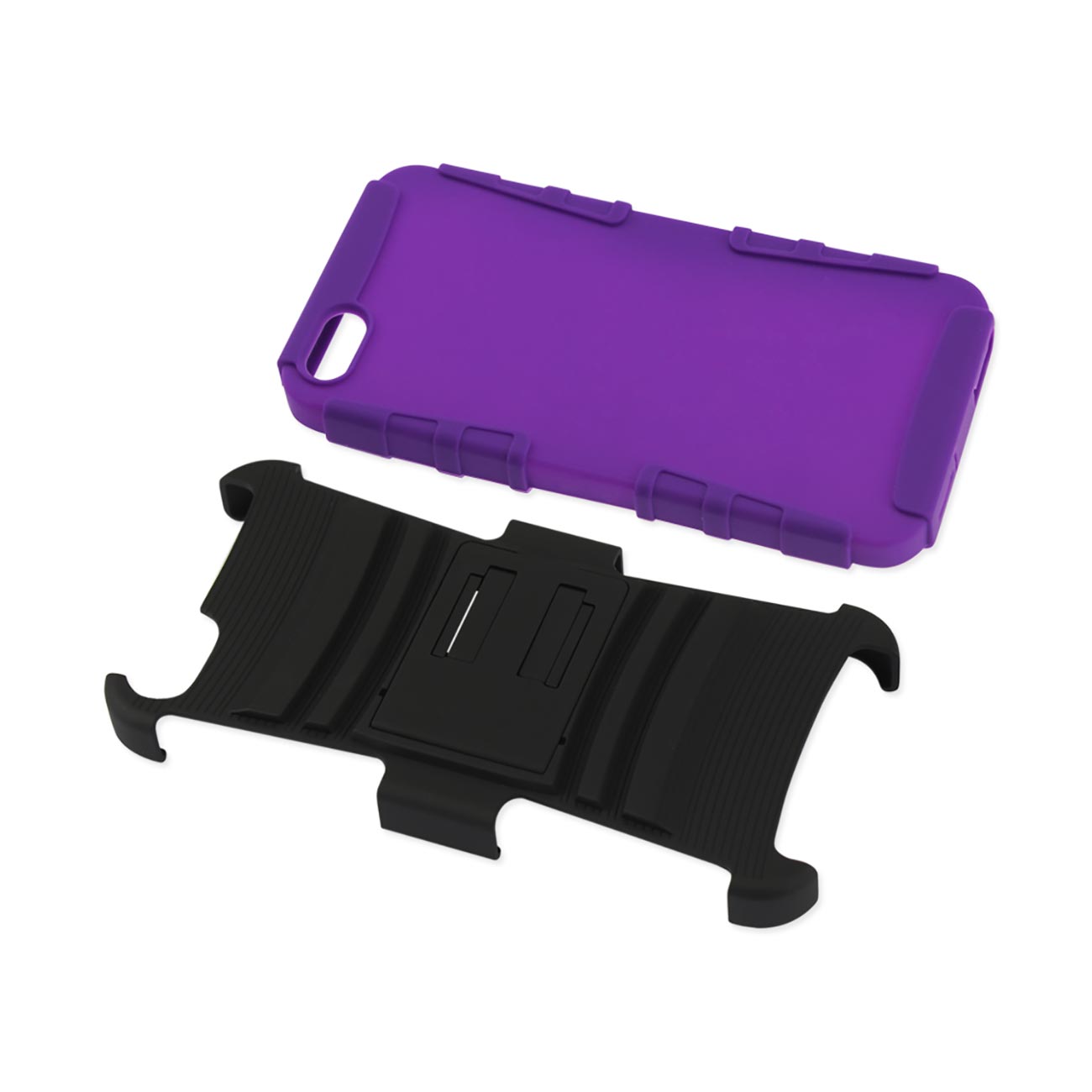 iPhone 5/5S/Se Hybrid Heavy Duty Holster Combo Case With Non Slip Grip In Black Purple