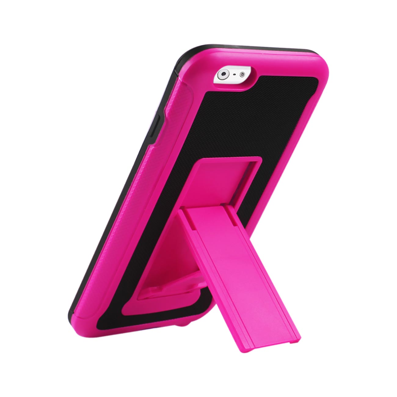 iPhone 6 Plus Hybrid Heavy Duty Case With Vertical Kickstand In Black Hot Pink