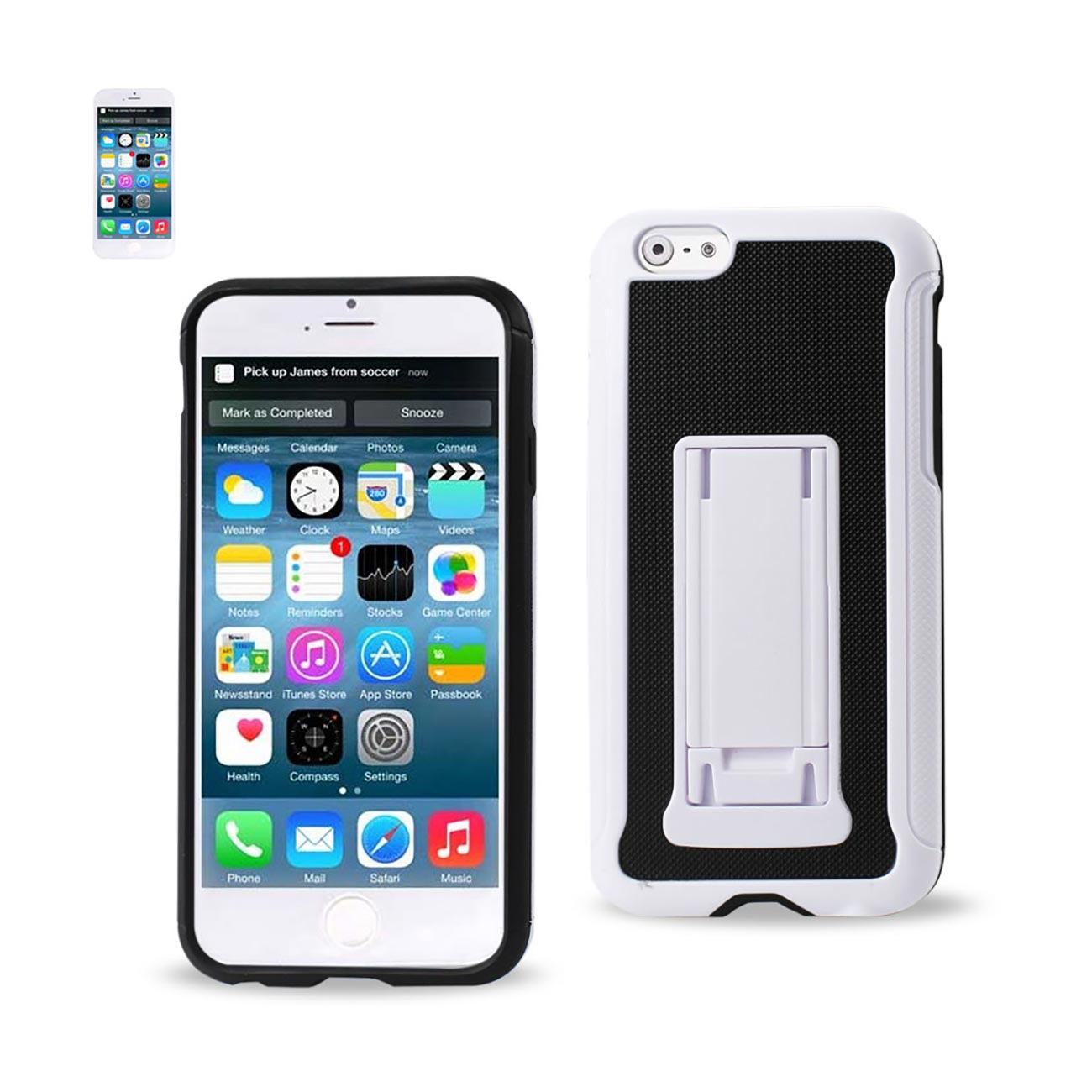 iPhone 6 Plus Hybrid Heavy Duty Case With Vertical Kickstand In Black White