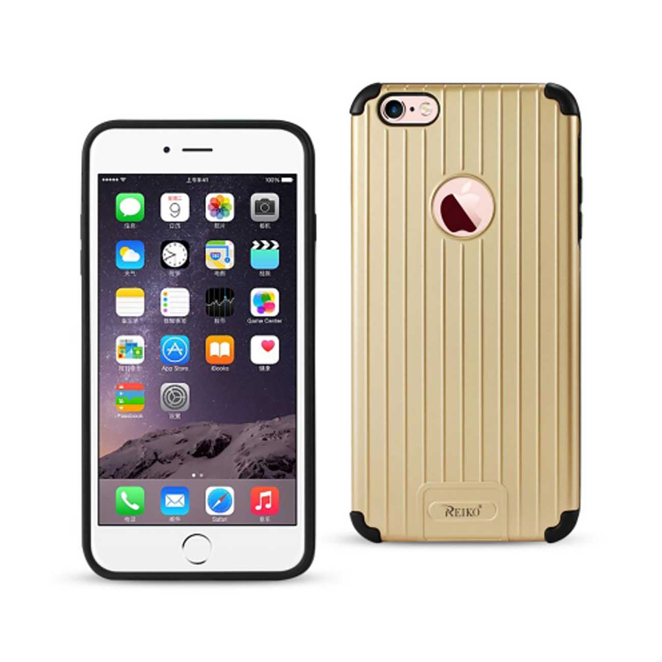 iPhone 6S Plus/ 6 Plus Rugged Metal Texture Hybrid Case With Ridged Back In Black Gold