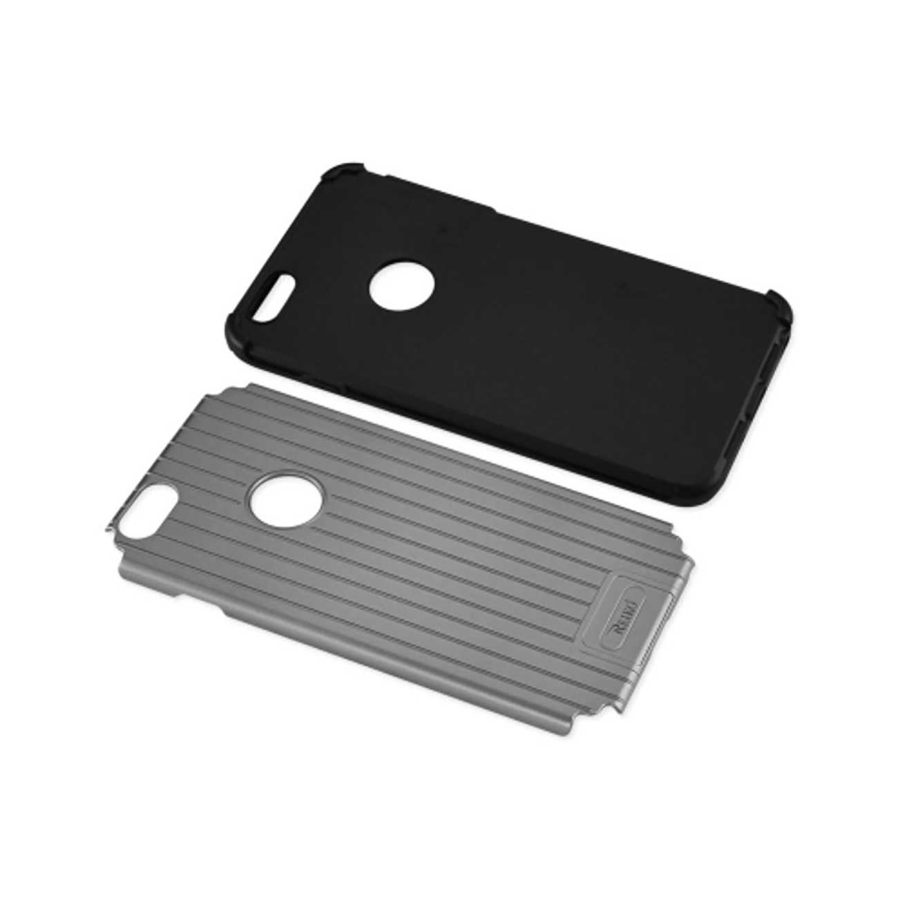 iPhone 6S Plus/ 6 Plus Rugged Metal Texture Hybrid Case With Ridged Back In Black Gray