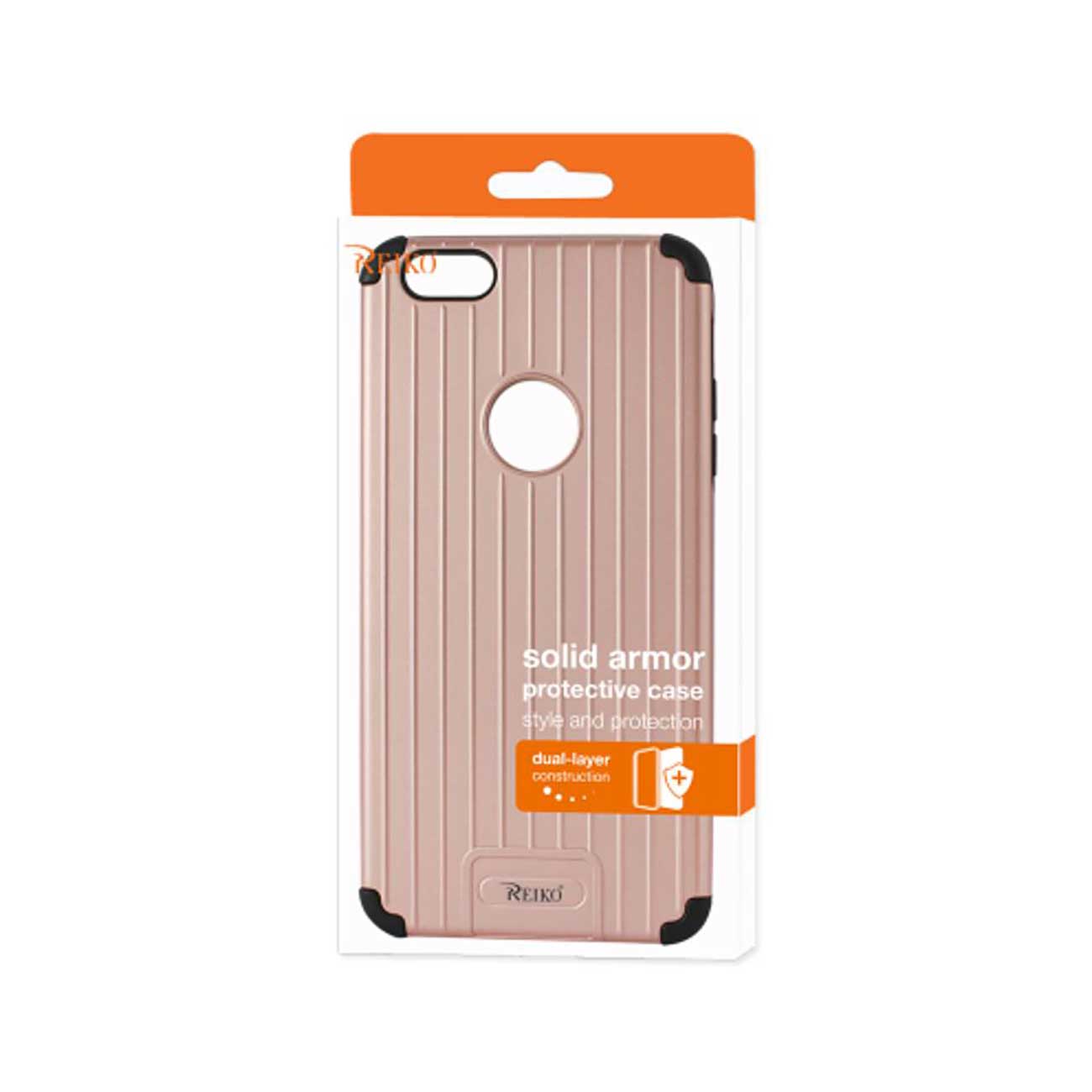 iPhone 6S Plus/ 6 Plus Rugged Metal Texture Hybrid Case With Ridged Back In Black Rose Gold