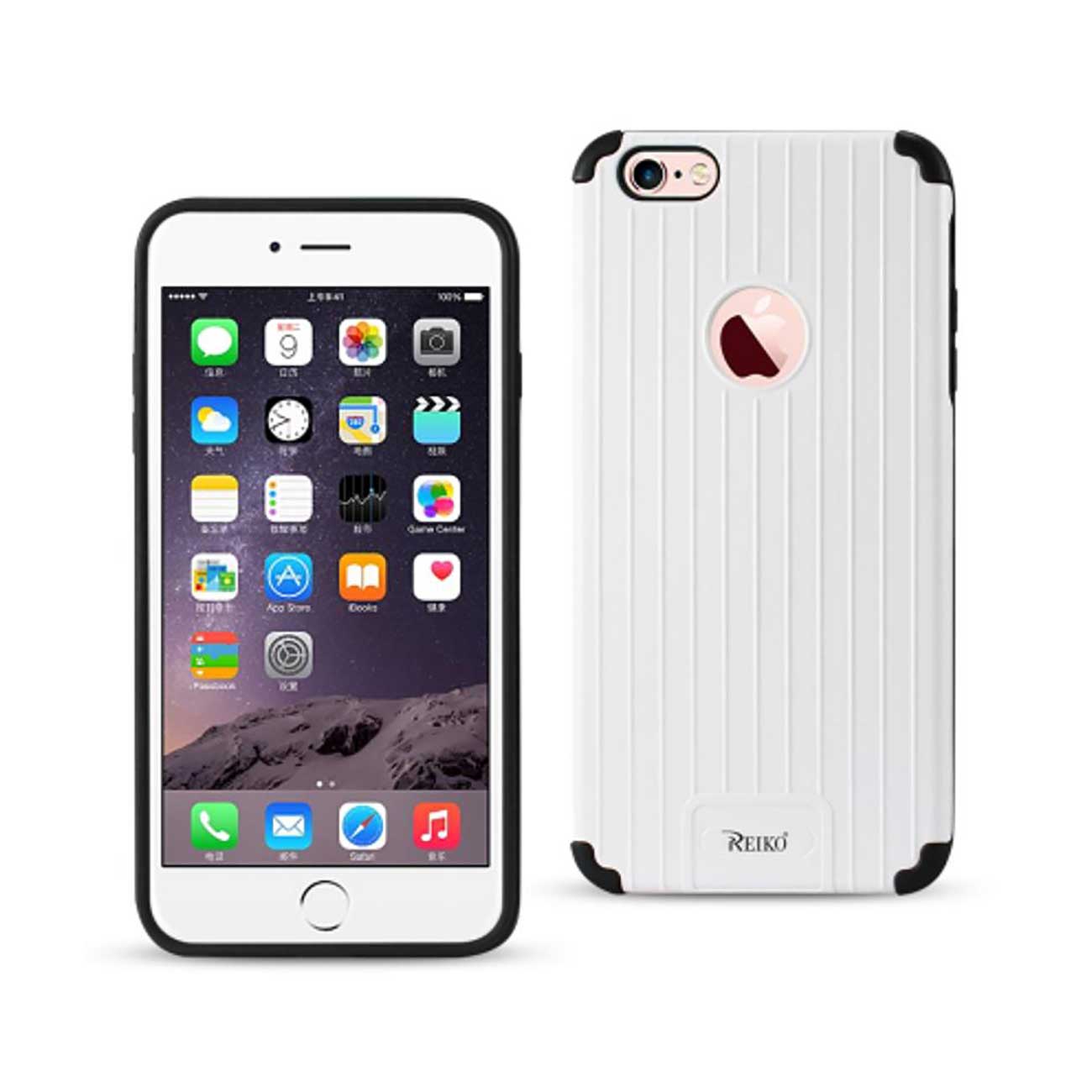iPhone 6S Plus/ 6 Plus Rugged Metal Texture Hybrid Case With Ridged Back In Black White