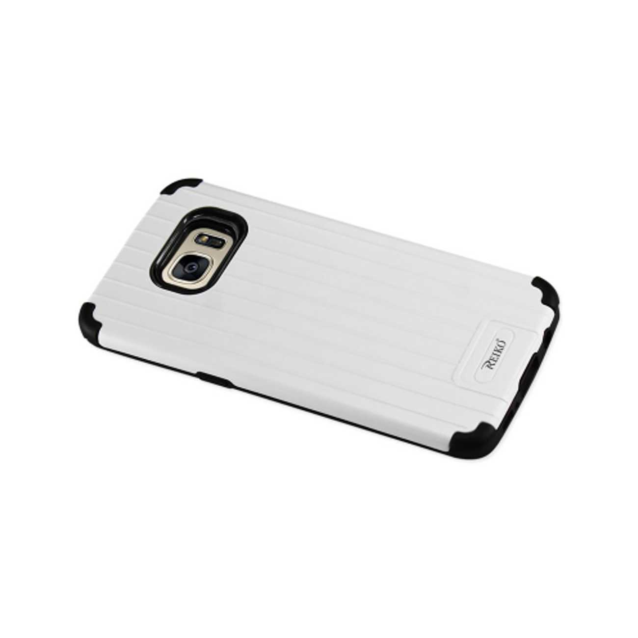 Samsung Galaxy S7 Edge Rugged Metal Texture Hybrid Case With Ridged Back In Black White