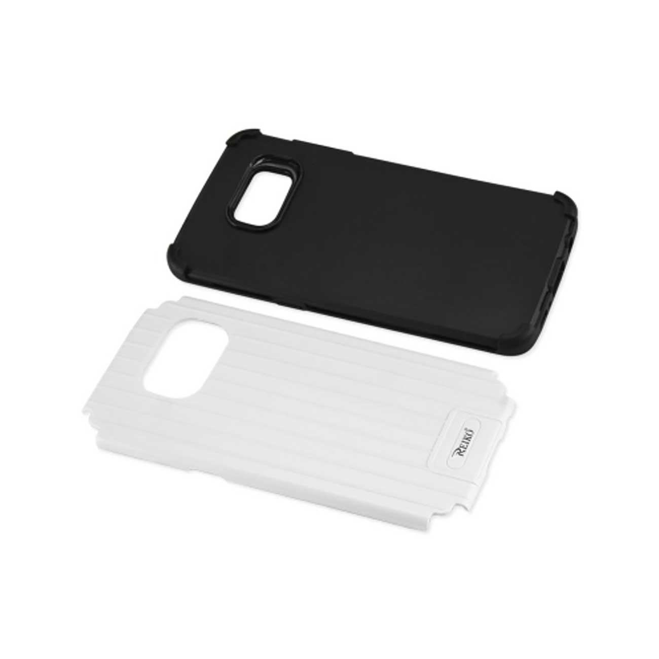 Samsung Galaxy S7 Edge Rugged Metal Texture Hybrid Case With Ridged Back In Black White
