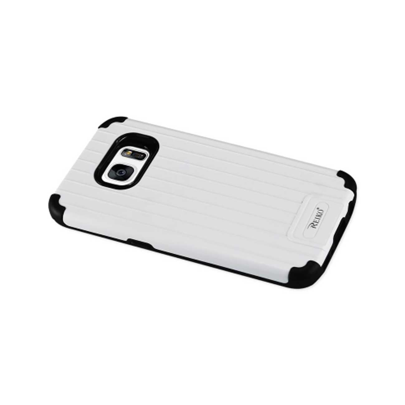 Samsung Galaxy S7 Rugged Metal Texture Hybrid Case With Ridged Back In Black White