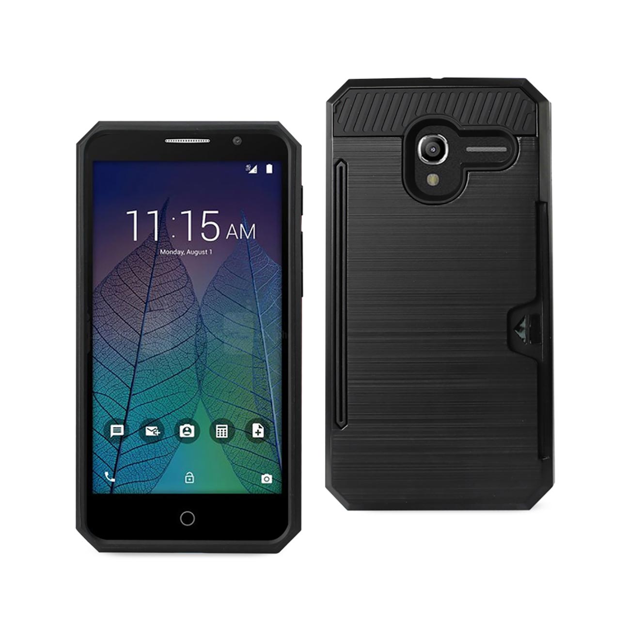 Alcatel Tru Slim Armor Hybrid Case With Card Holder In Black