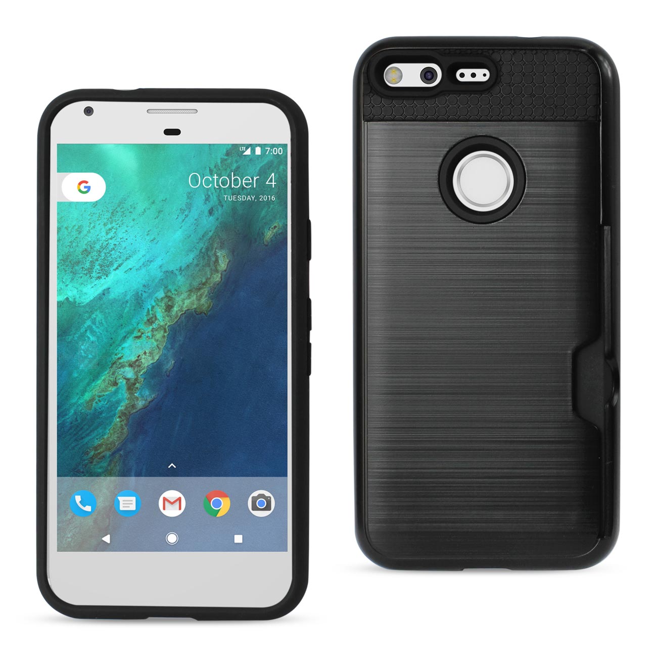 Google Pixel Slim Armor Hybrid Case With Card Holder In Black