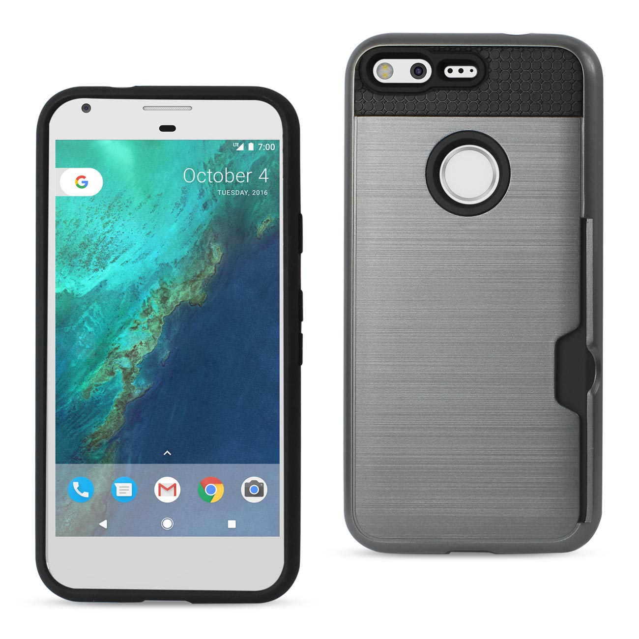 Google Pixel Slim Armor Hybrid Case With Card Holder In Gray
