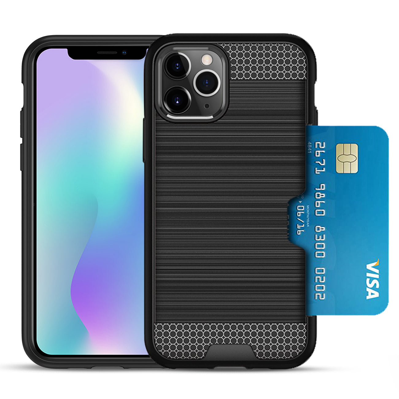 Case Hybrid Slim Armor With Card Holder iPhone 11 Pro Max Black Color