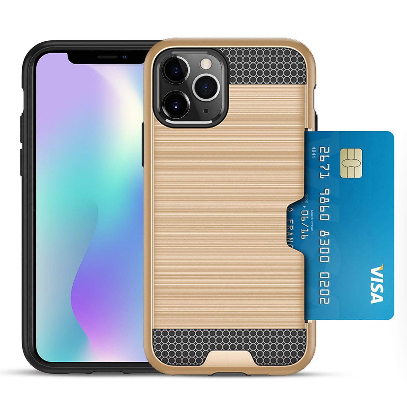 Case Hybrid Slim Armor With Card Holder iPhone 11 Pro Max Gold Color