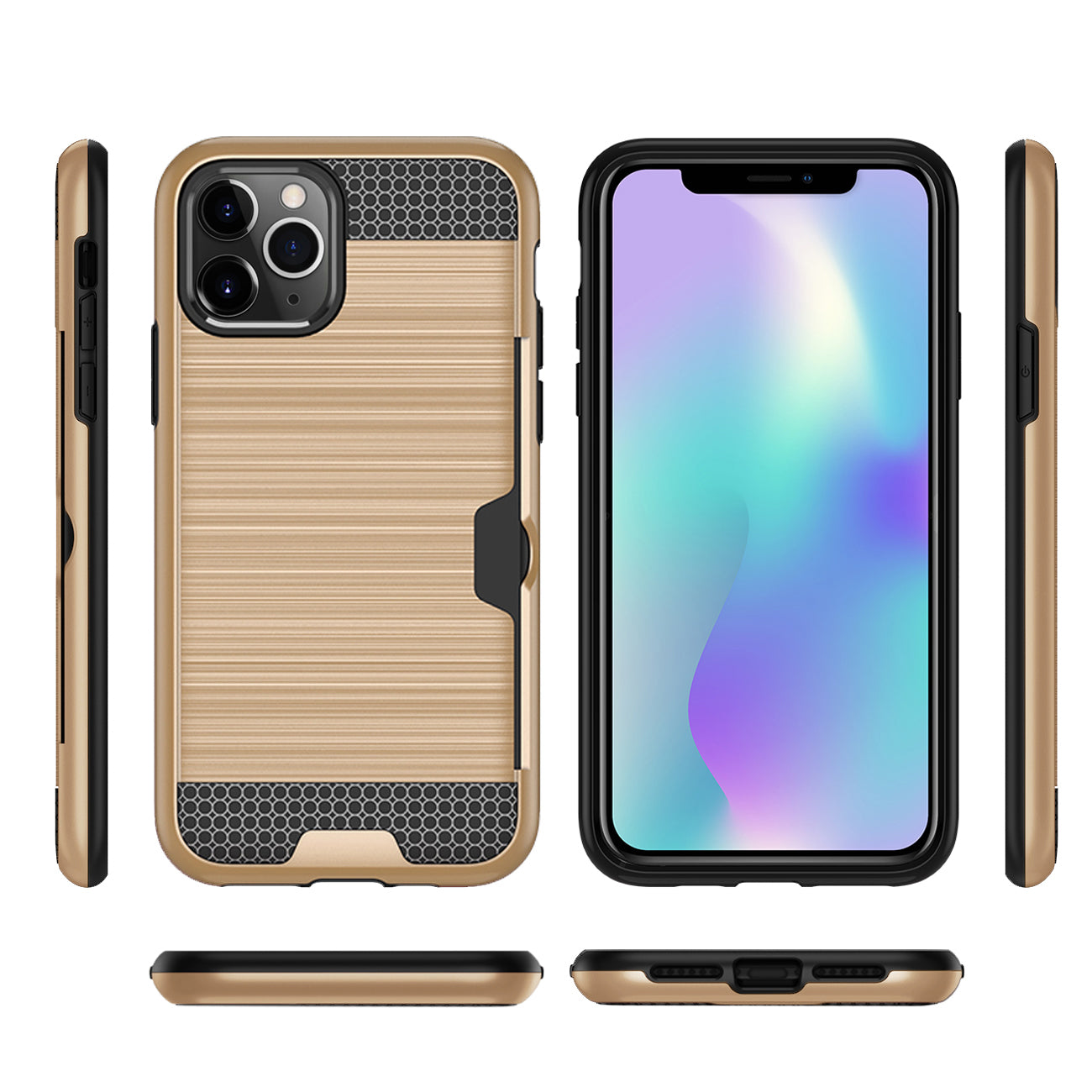 Case Hybrid Slim Armor With Card Holder iPhone 11 Pro Max Gold Color