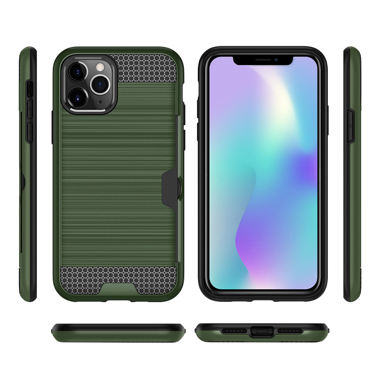 Case Hybrid Slim Armor With Card Holder iPhone 11 Pro Max Green Color