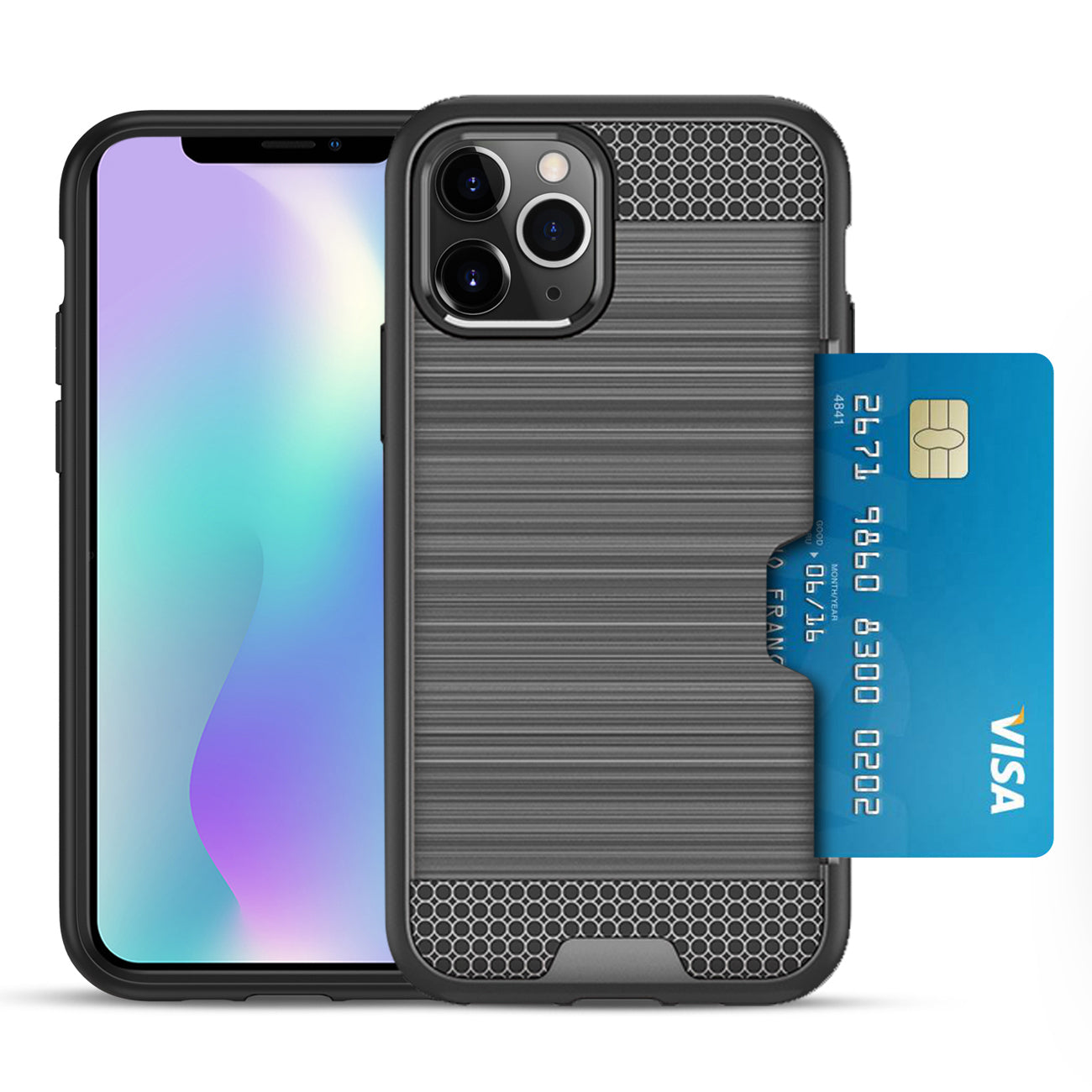 Case Hybrid Slim Armor With Card Holder iPhone 11 Pro Max Gray Color