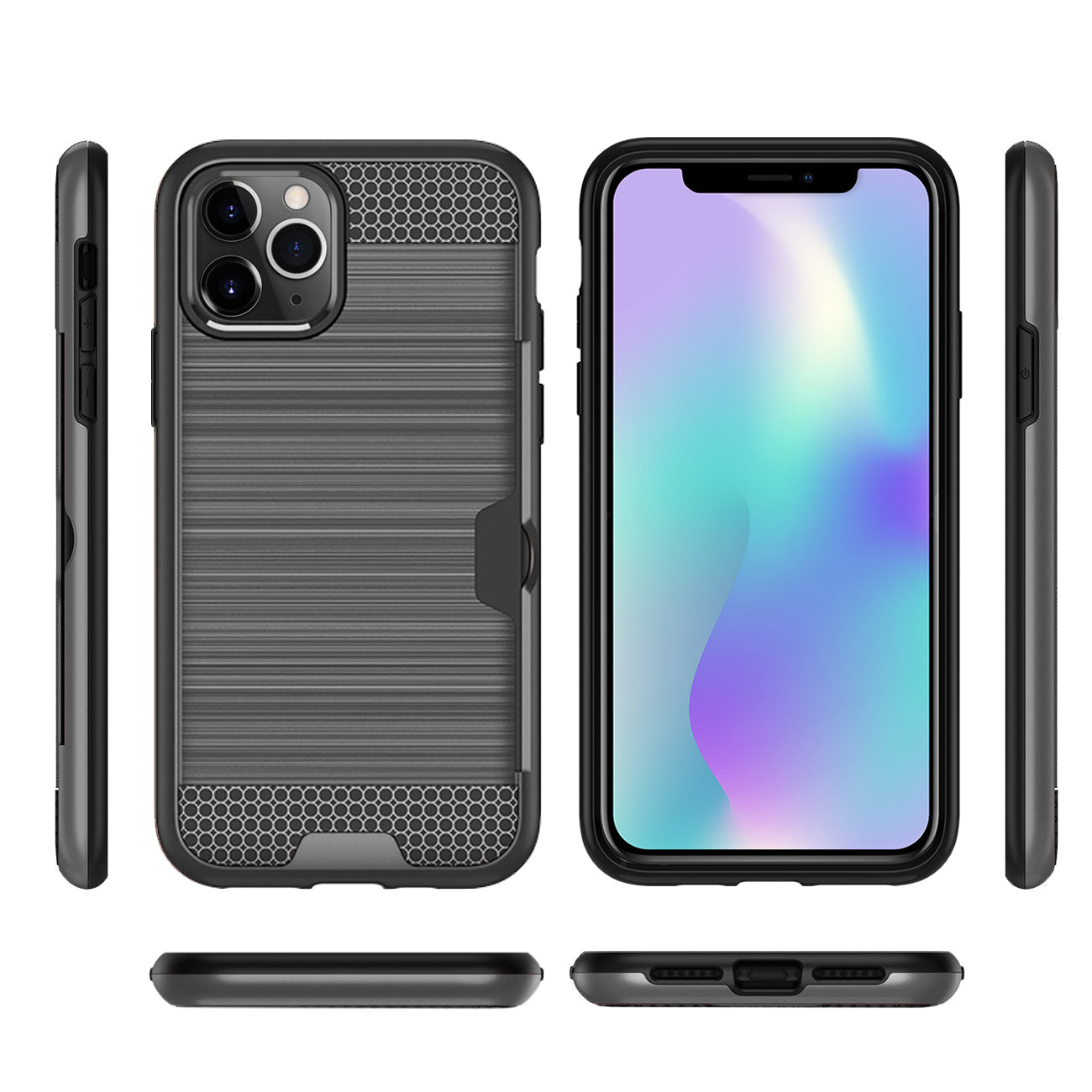 Case Hybrid Slim Armor With Card Holder iPhone 11 Pro Max Gray Color