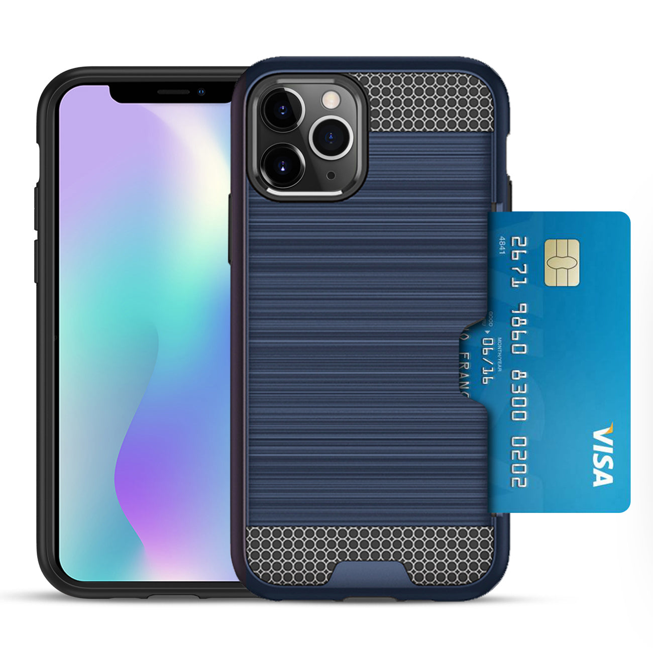 Case Hybrid Slim Armor With Card Holder iPhone 11 Pro Max Navy Color