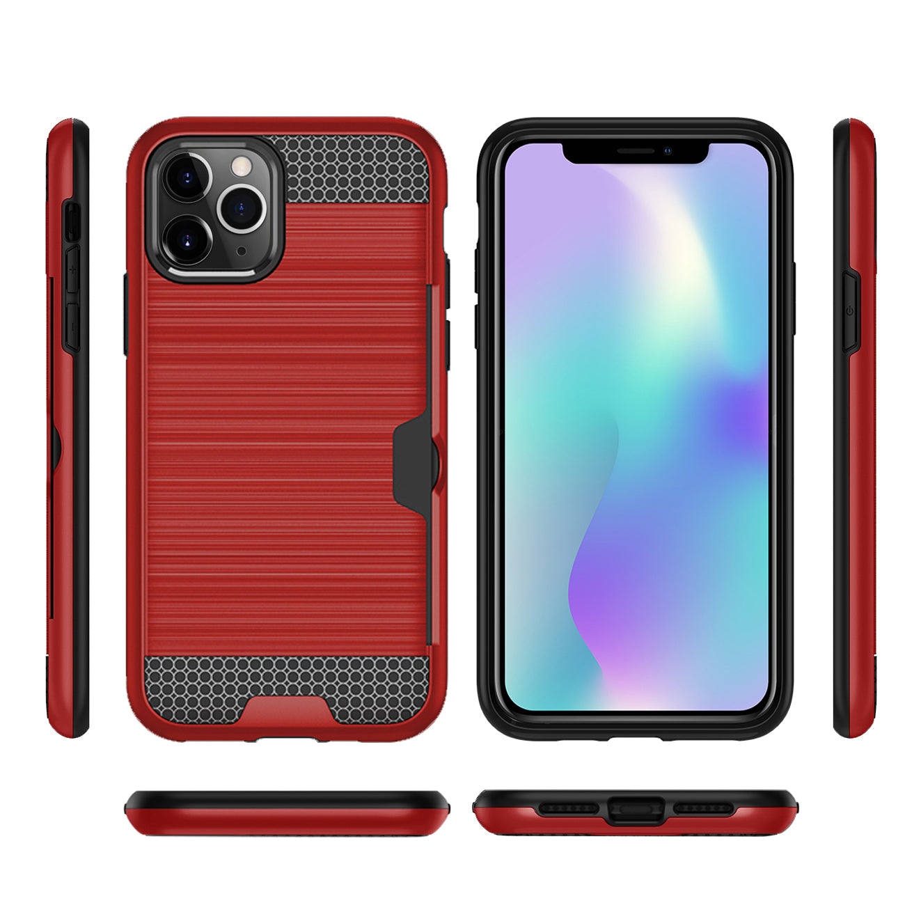 Case Hybrid Slim Armor With Card Holder iPhone 11 Pro Max Red Color
