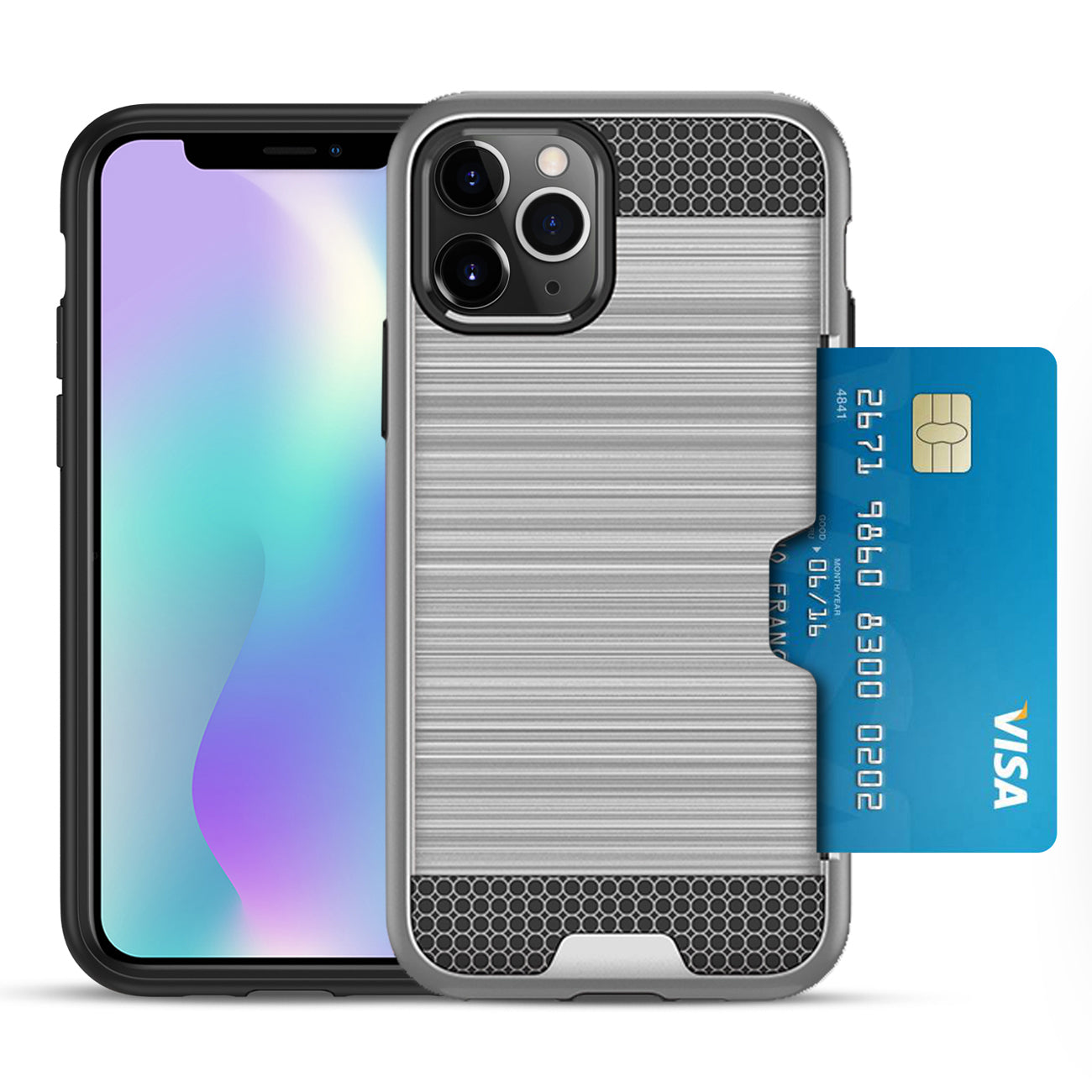 Case Hybrid Slim Armor With Card Holder iPhone 11 Pro Max Silver Color