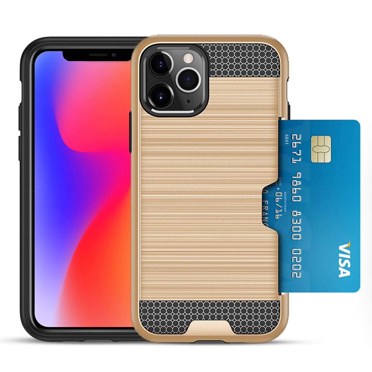 Case Hybrid Slim Armor With Card Holder iPhone 11 Pro Gold Color