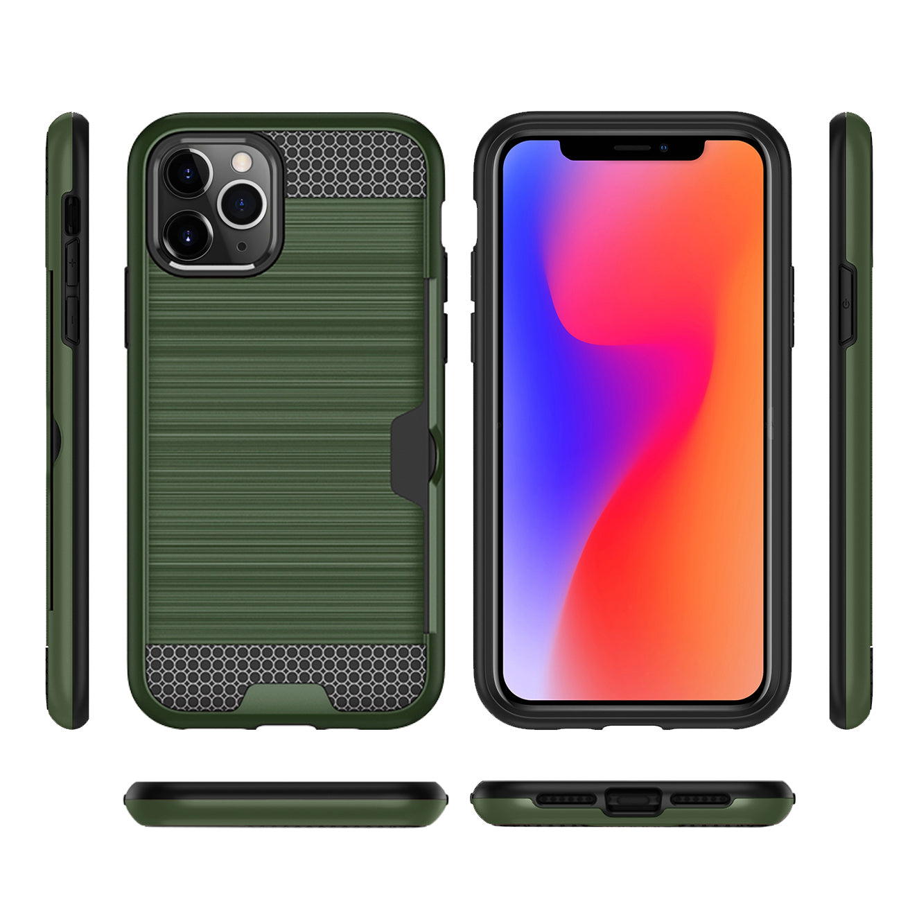 Case Hybrid Slim Armor With Card Holder iPhone 11 Pro Green Color