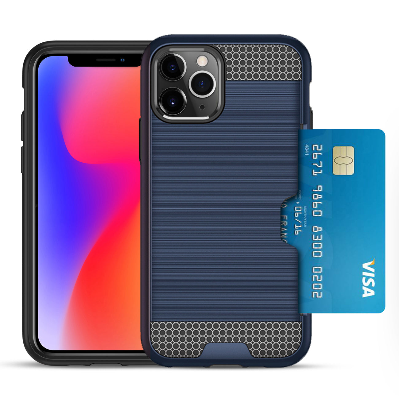 Case Hybrid Slim Armor With Card Holder iPhone 11 Pro Navy Color