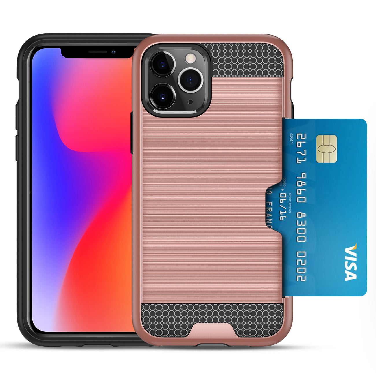 Case Hybrid Slim Armor With Card Holder iPhone 11 Pro Rose Gold Color